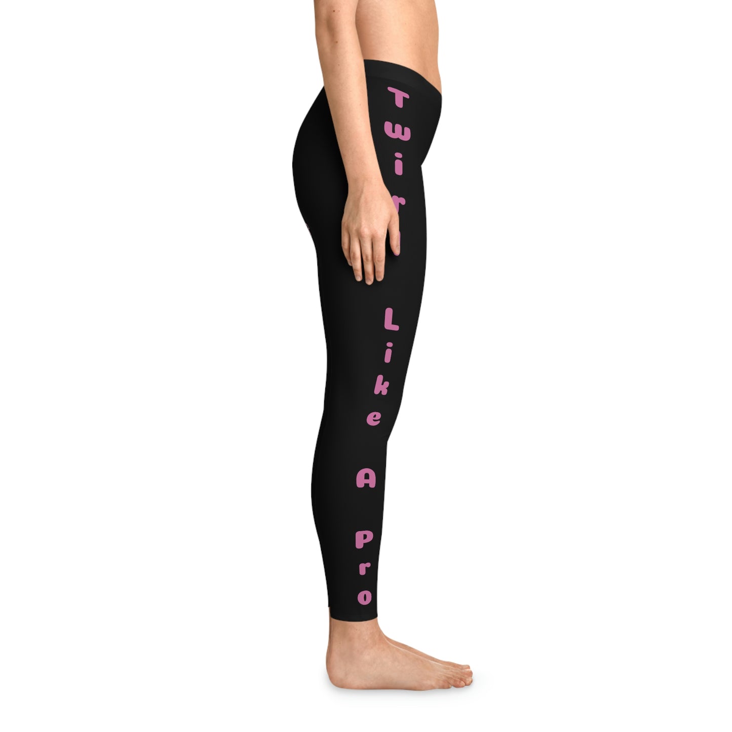 Twirling Pro Black Women's Leggings With Pink Text