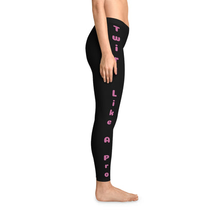 Twirling Pro Black Women's Leggings With Pink Text