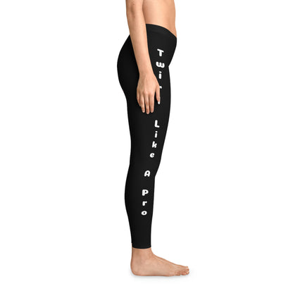 Twirling Pro Black Women's Leggings With White Text