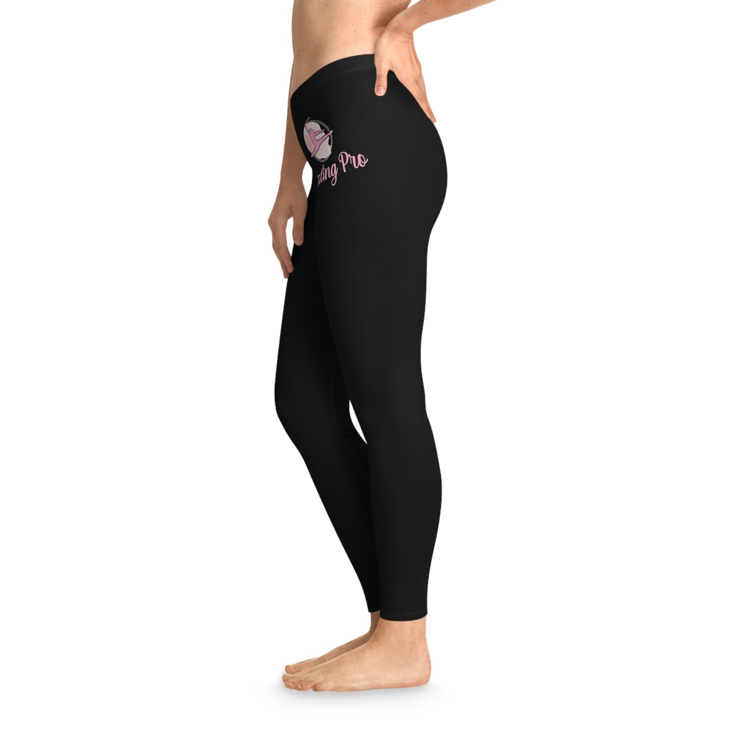 Twirling Pro Black Women's Leggings With Pink Text