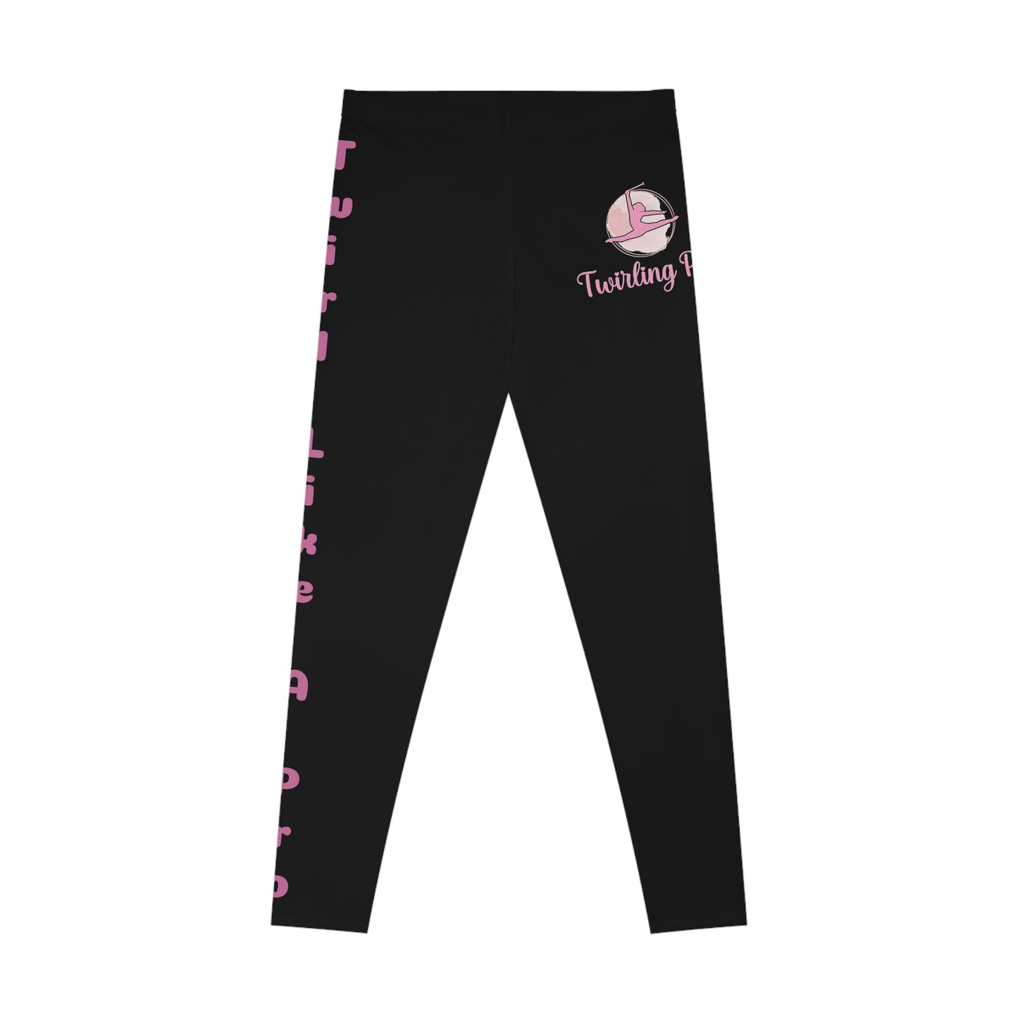 Twirling Pro Black Women's Leggings With Pink Text